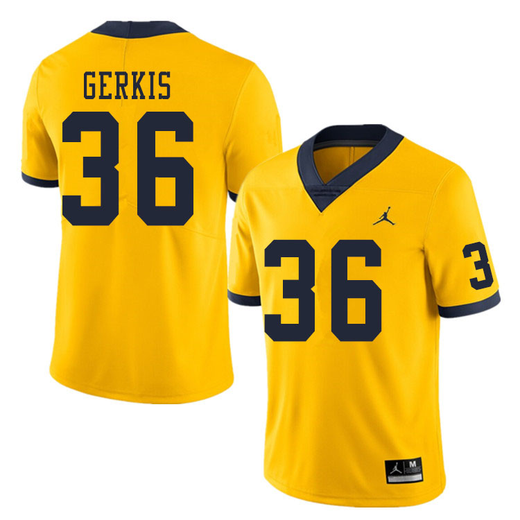 Men #36 Izaak Gerkis Michigan Wolverines College Football Jerseys Sale-Yellow